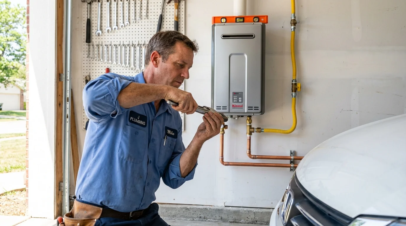 Tankless water heater installation by a Johns Plumbing LLC plumber in Deerfield